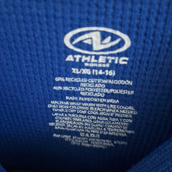 Athletic Works Kids Thermal Shirt – Royal Blue Waffle Knit Long Sleeve - Picture 4 of 4
